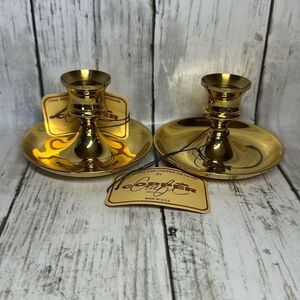 Copper Craft Brass Candlestick Holders Set Of 2 Vintage Made in USA